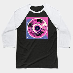 Cosmic Galaxy Pink Vinyl Record Graphic Baseball T-Shirt